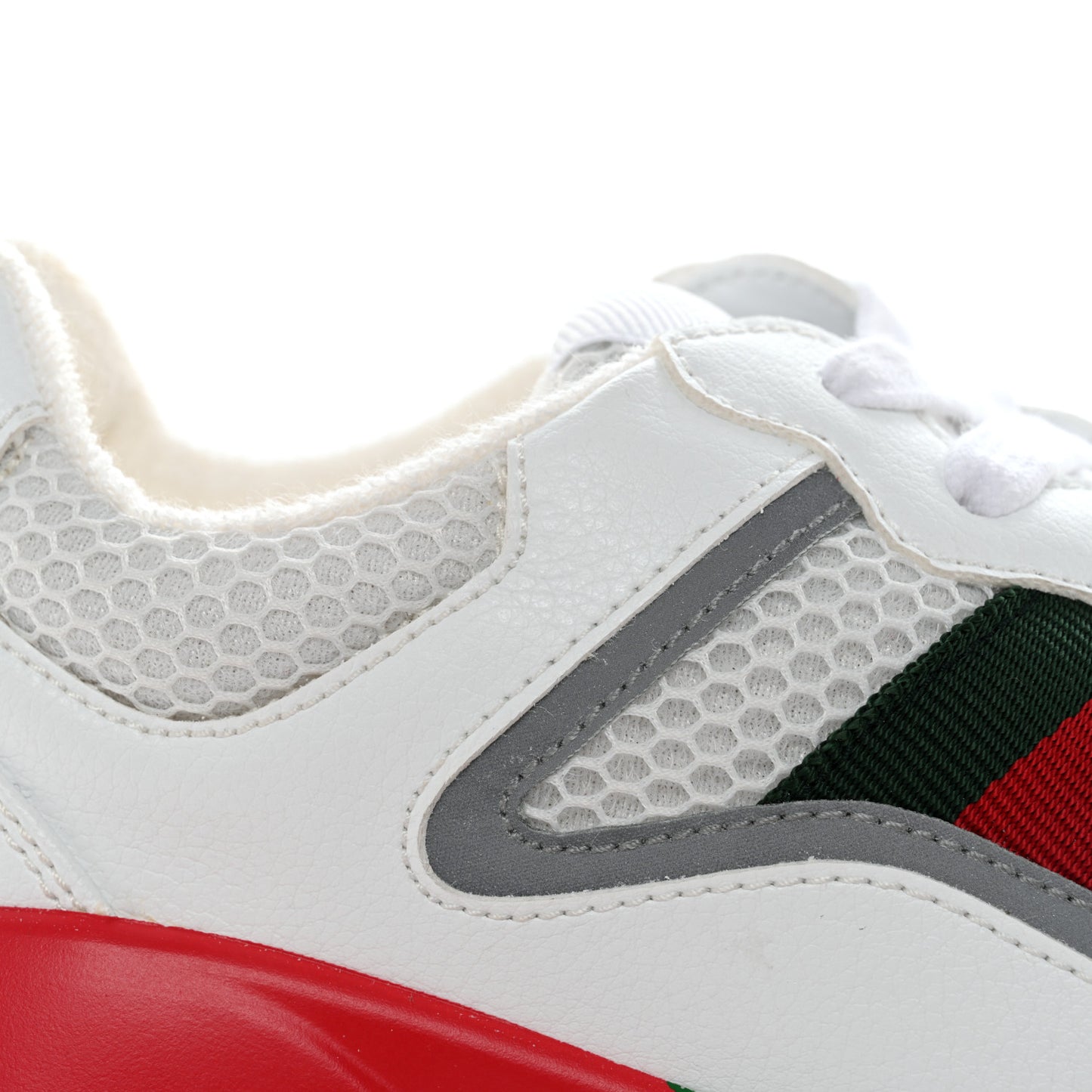 Lavaredo Eco Fabric Mesh Web Womens Rhyton Reflective Sneakers 36 Great White Green Red Silver