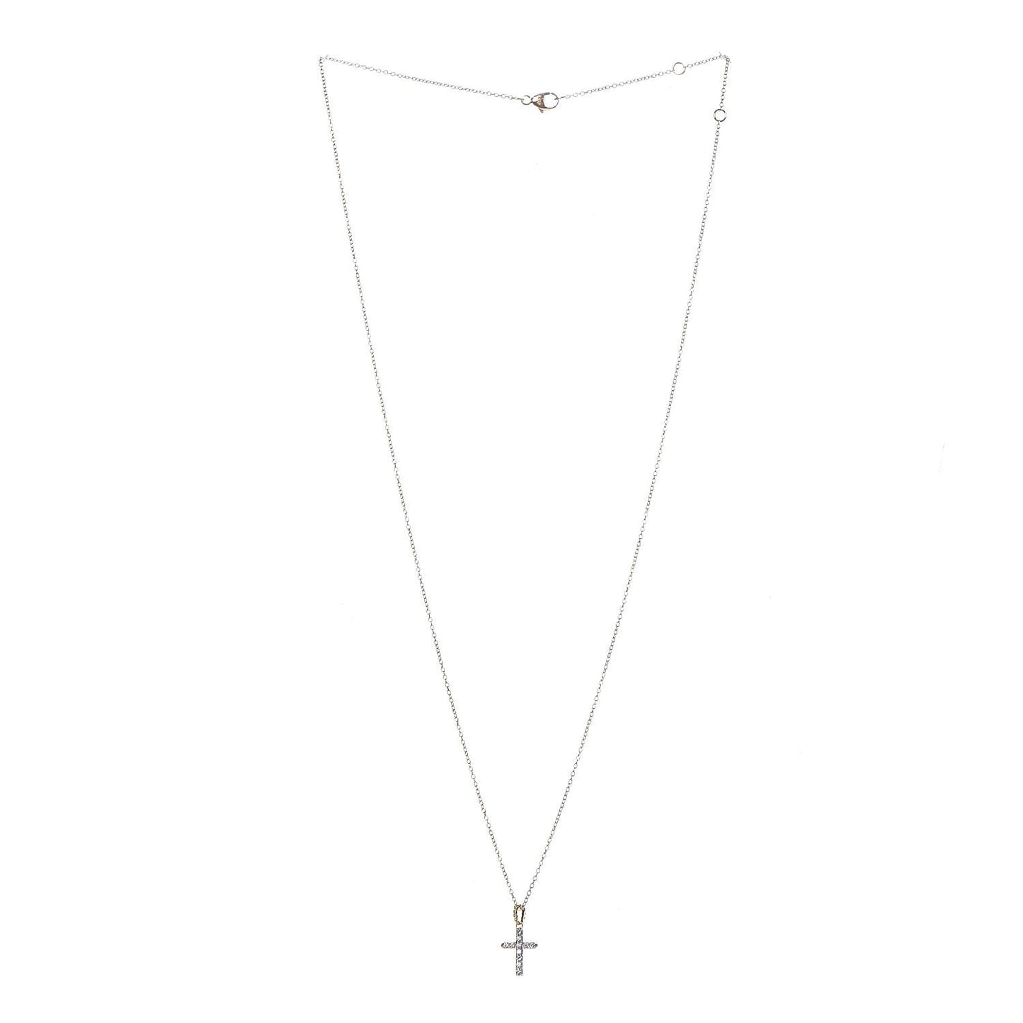 18K Yellow Gold Diamond Cable Collectibles Cross Necklace