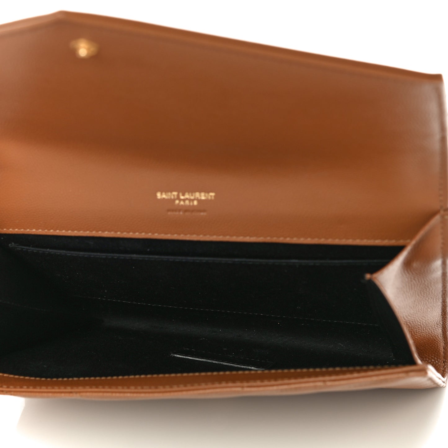 Grain De Poudre Matelasse Chevron Monogram Cassandre Flap Pouch Natural Dark