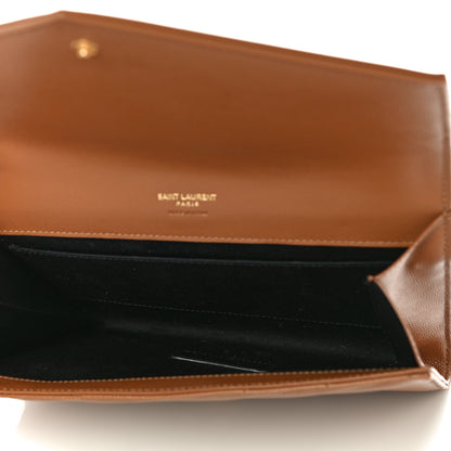 Saint Laurent Grain De Poudre Matelasse Chevron Monogram Cassandre Flap Pouch Natural Dark 5 of 11
