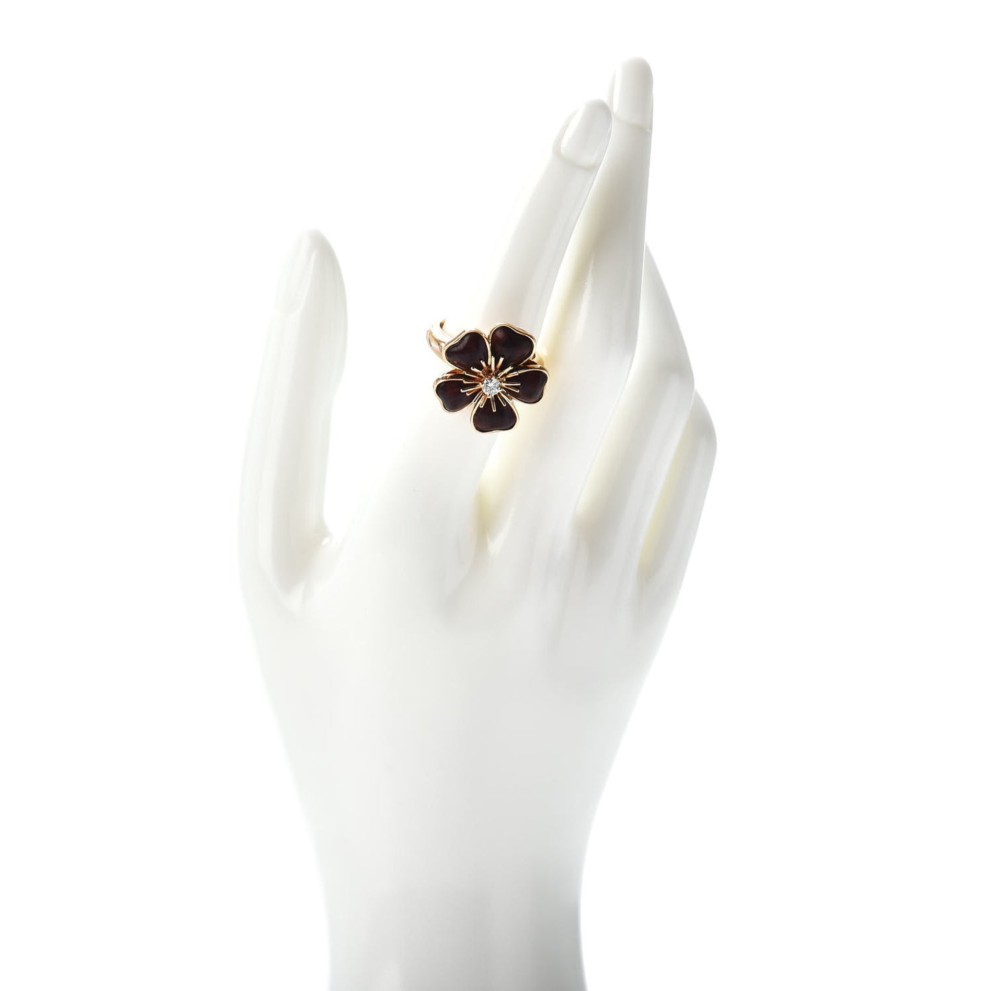 18K Yellow Gold Diamond Exotic Wood Nerval Ring 54 6.75