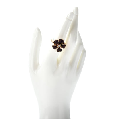 Van Cleef & Arpels 18K Yellow Gold Diamond Exotic Wood Nerval Ring 54 6.75 2 of 5