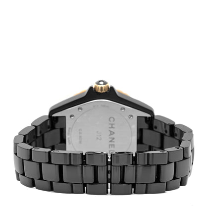 Chanel Stainless Steel 18K Yellow Gold Ceramic Diamond 38mm J12 Quartz Watch Black 3 of 5