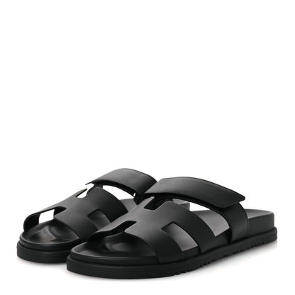Hermes Calfskin Womens Chypre Sandals 38 Black 4 of 11