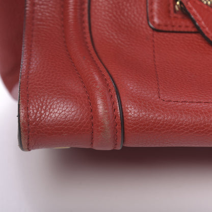 Celine Drummed Calfskin Mini Luggage Red 13 of 21