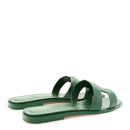 Hermes Calfskin Oran Sandals 38 Vert Electrique 5 of 10