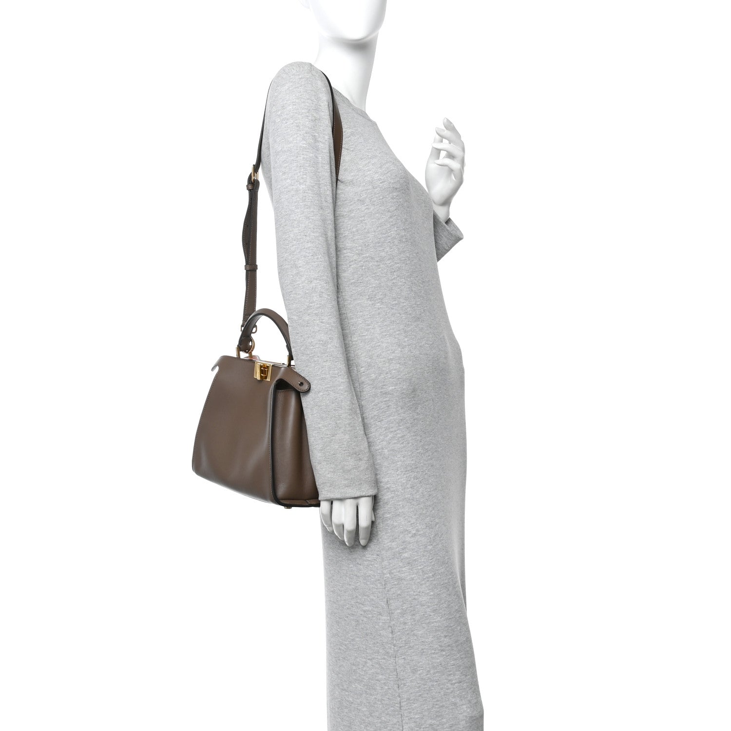 Fendi Vitello Tahiti Burro Bi-Color Medium Peekaboo Iconic Essentially Satchel Maya Camelia Confetto 2 of 9