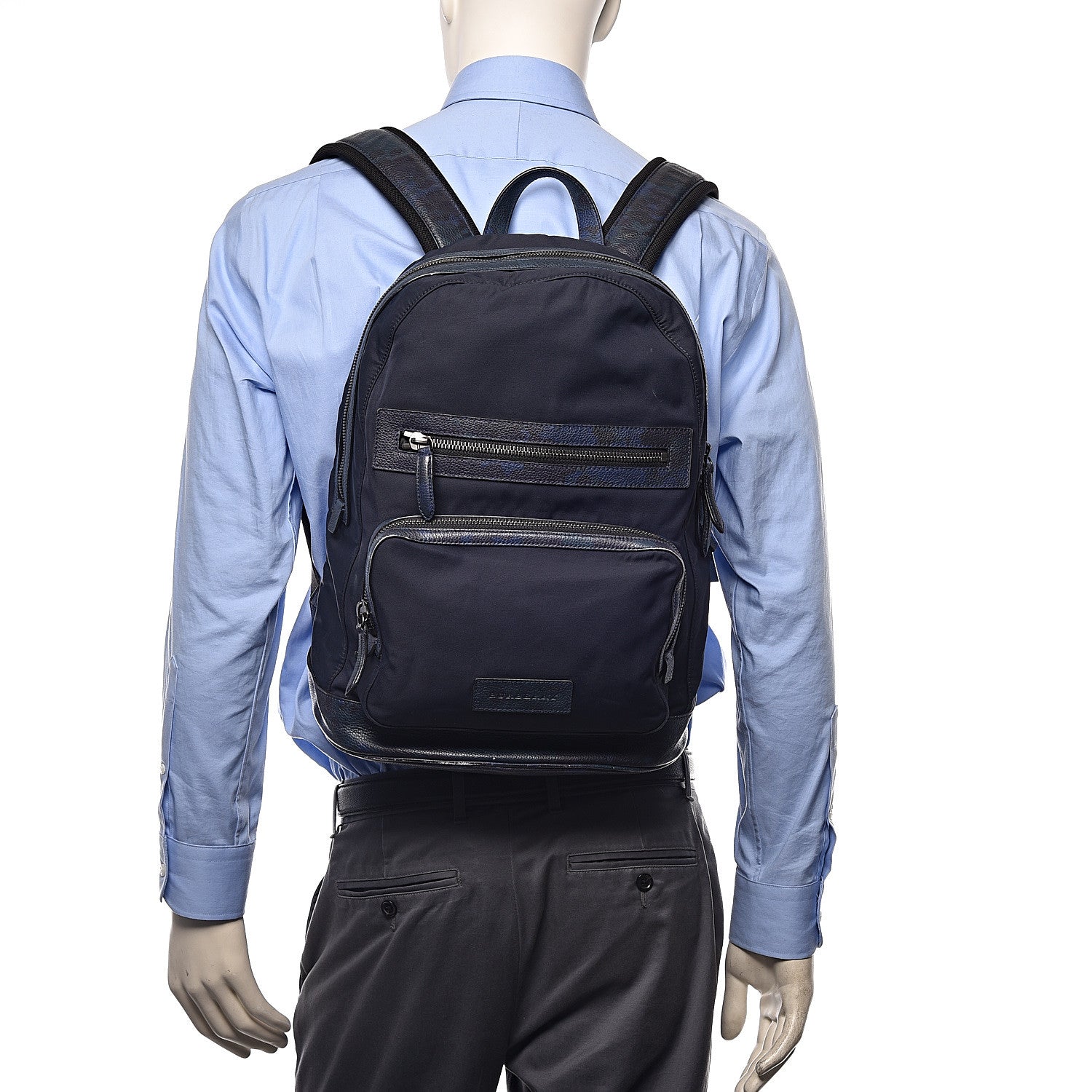 Burberry Nylon Printed Calfskin Marden Backpack Blue 2 of 8