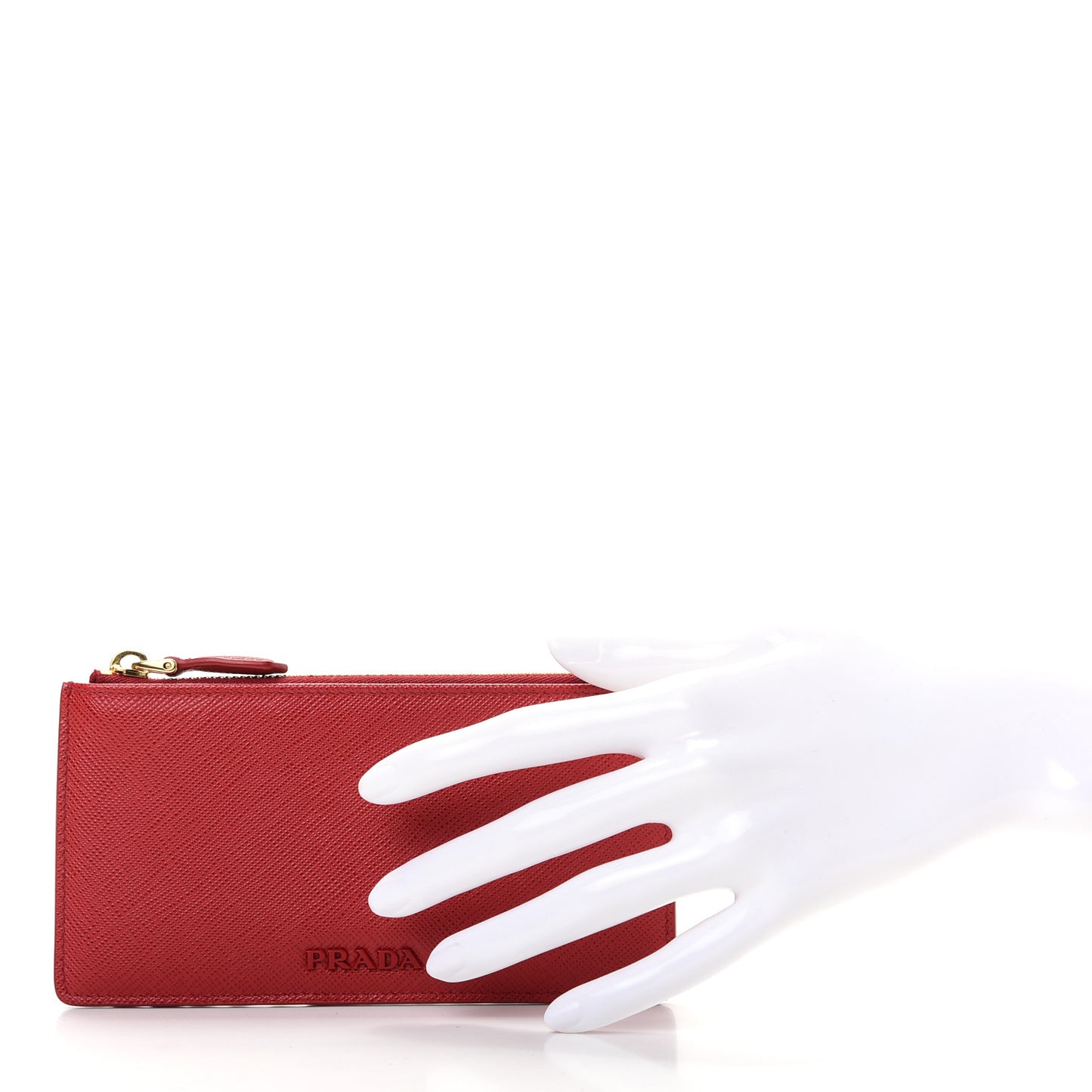 Saffiano Zip Card Holder Fuoco Petalo