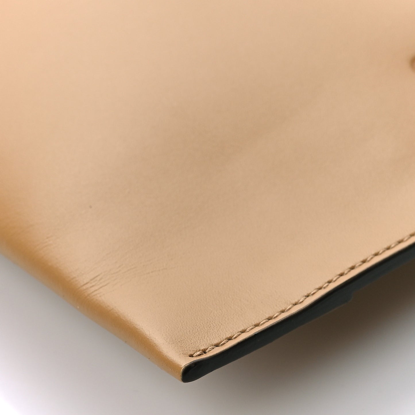 Vitello King Logo Embossed Large Flat Pouch Miele Scuro