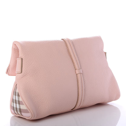 Burberry Grainy Calfskin House Check Horn Toggle Clutch Pink 3 of 9
