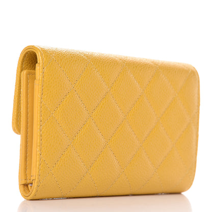 Chanel Caviar Quilted Medium Flap Wallet Yellow 3 of 8