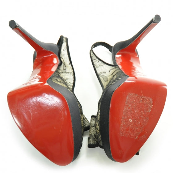 Christian Louboutin Satin Lace Exclu 140 Platform Slingbacks 39.5 5 of 7