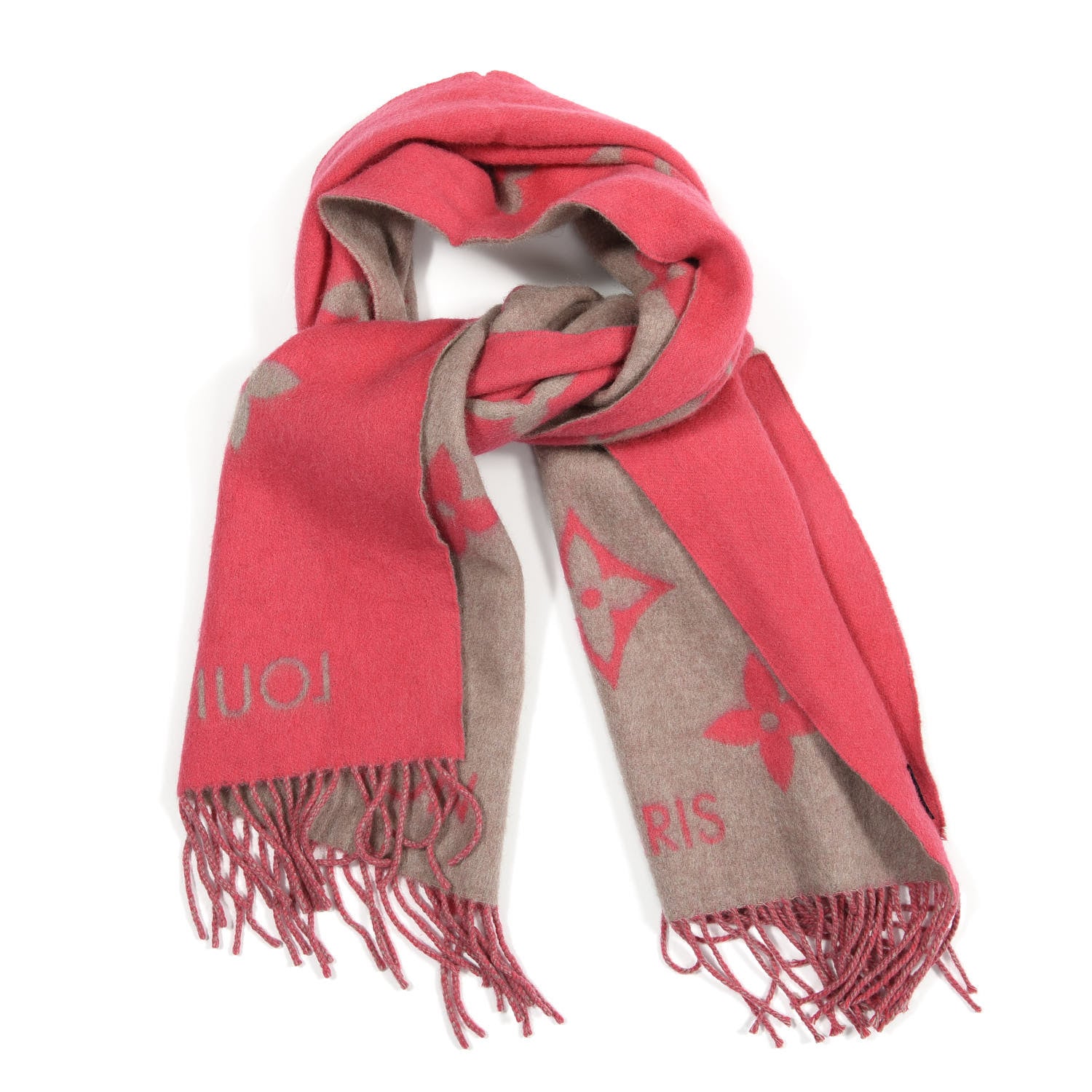 Louis Vuitton Cashmere Monogram Reykjavik Scarf White Pink 1 of 3