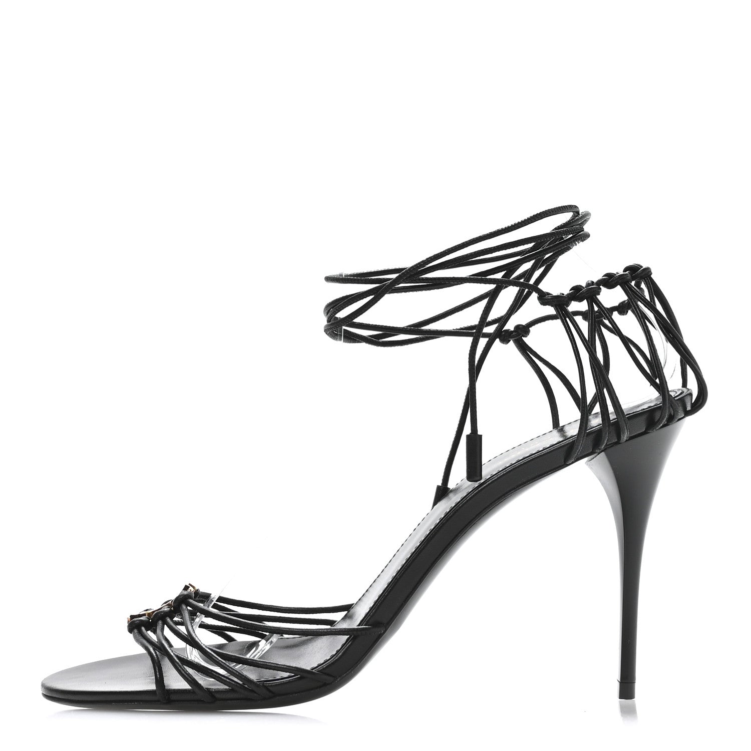 Saint Laurent Calfskin Babylone 90 Ankle Wrap Sandals 40 Black 1 of 7