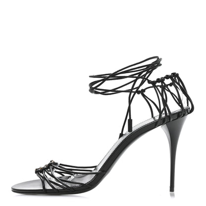 Saint Laurent Calfskin Babylone 90 Ankle Wrap Sandals 40 Black 1 of 7