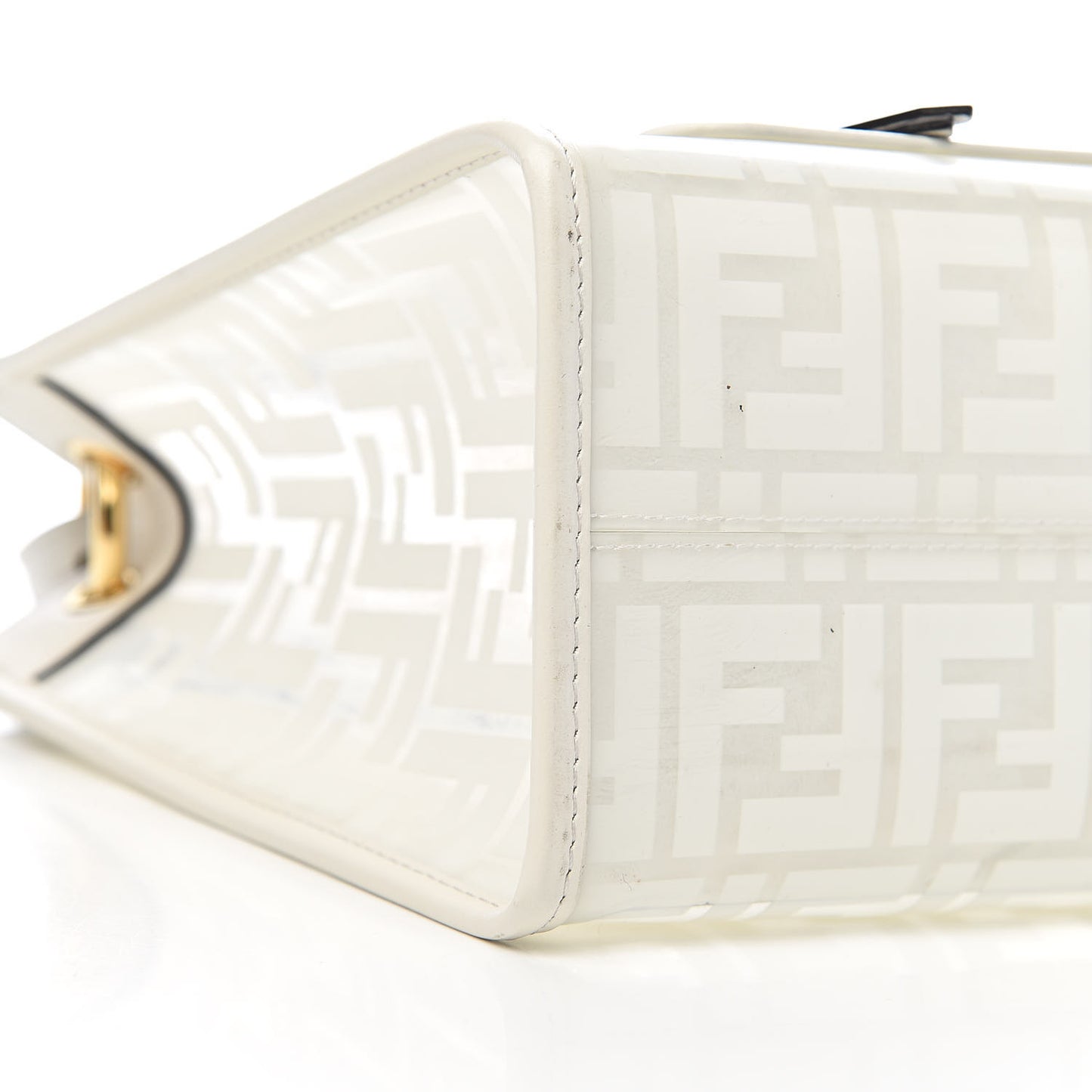 TPU FF Vitello Century Plexiglass Small Runaway Shopper Tote White