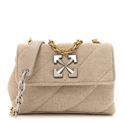 Off-White Linen Diagonal Quilted Jackhammer 17 Shoulder Bag Beige 1 of 10