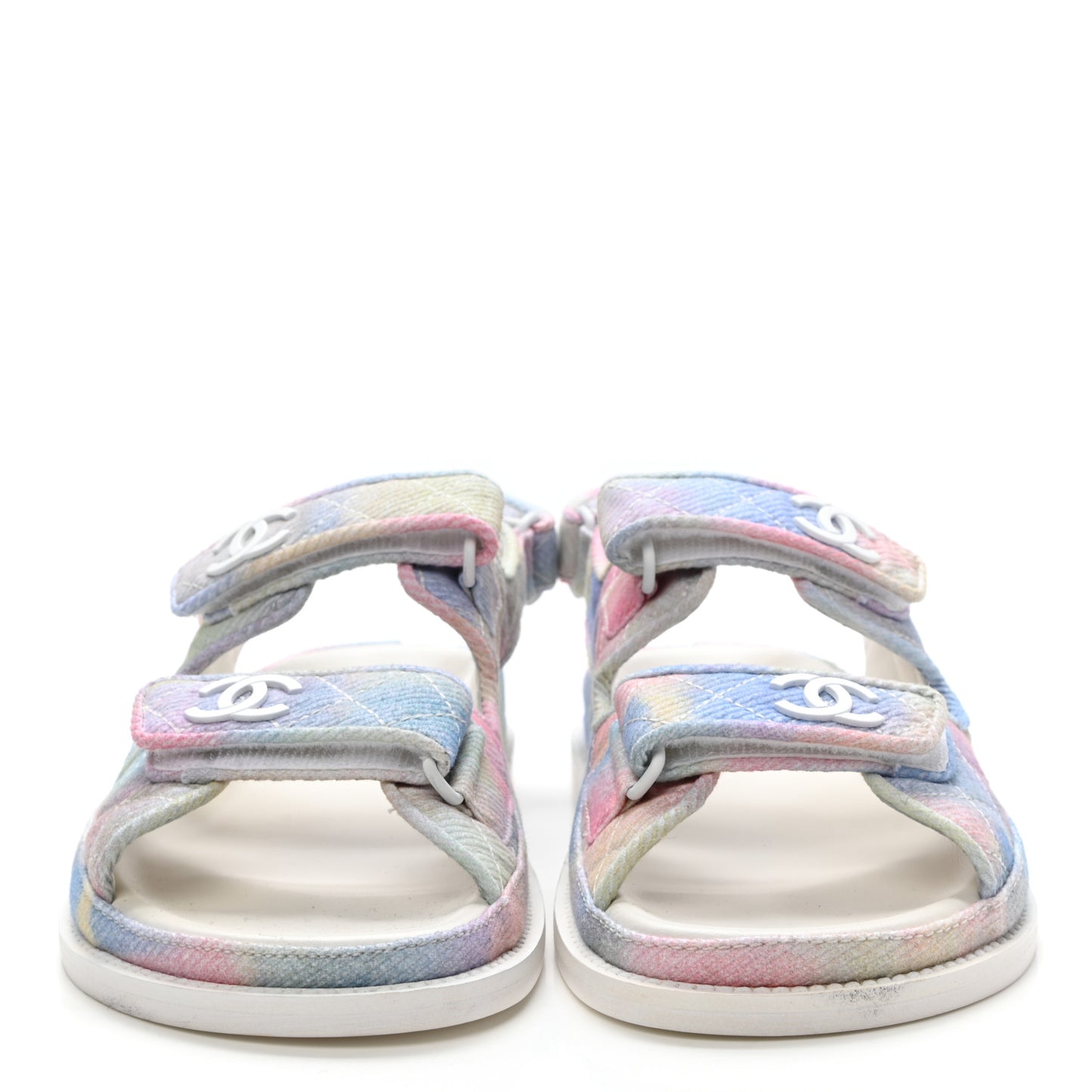 Printed Fabric Quilted Dad Sandals 40 Green Pink Blue