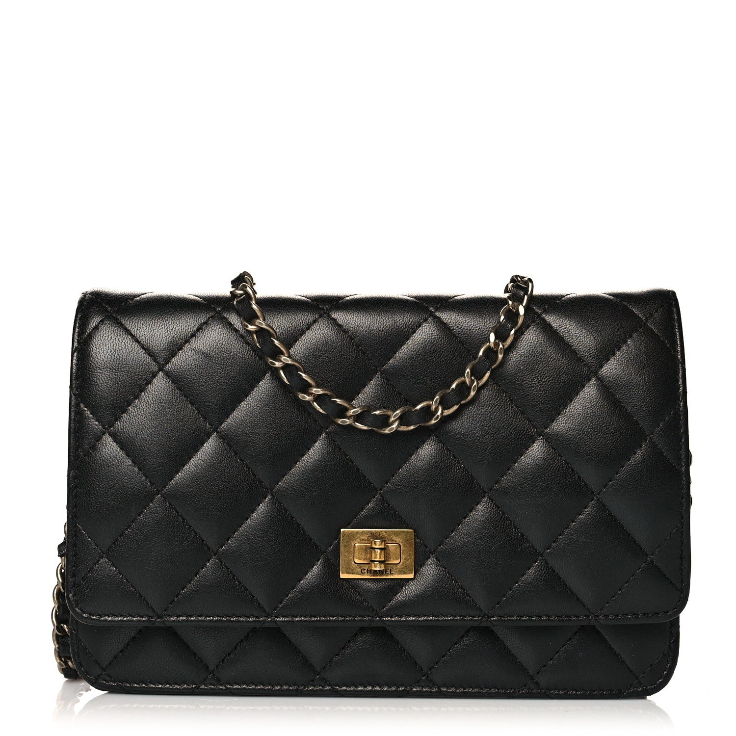 Chanel Lambskin Quilted Reissue Wallet On Chain WOC Black 1 of 8