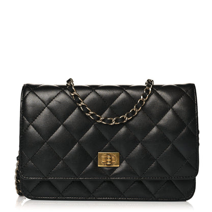 Chanel Lambskin Quilted Reissue Wallet On Chain WOC Black 1 of 8