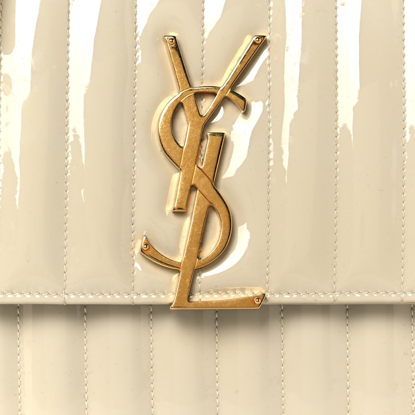 Patent Matelasse Monogram Large Vicky Chain Bag White