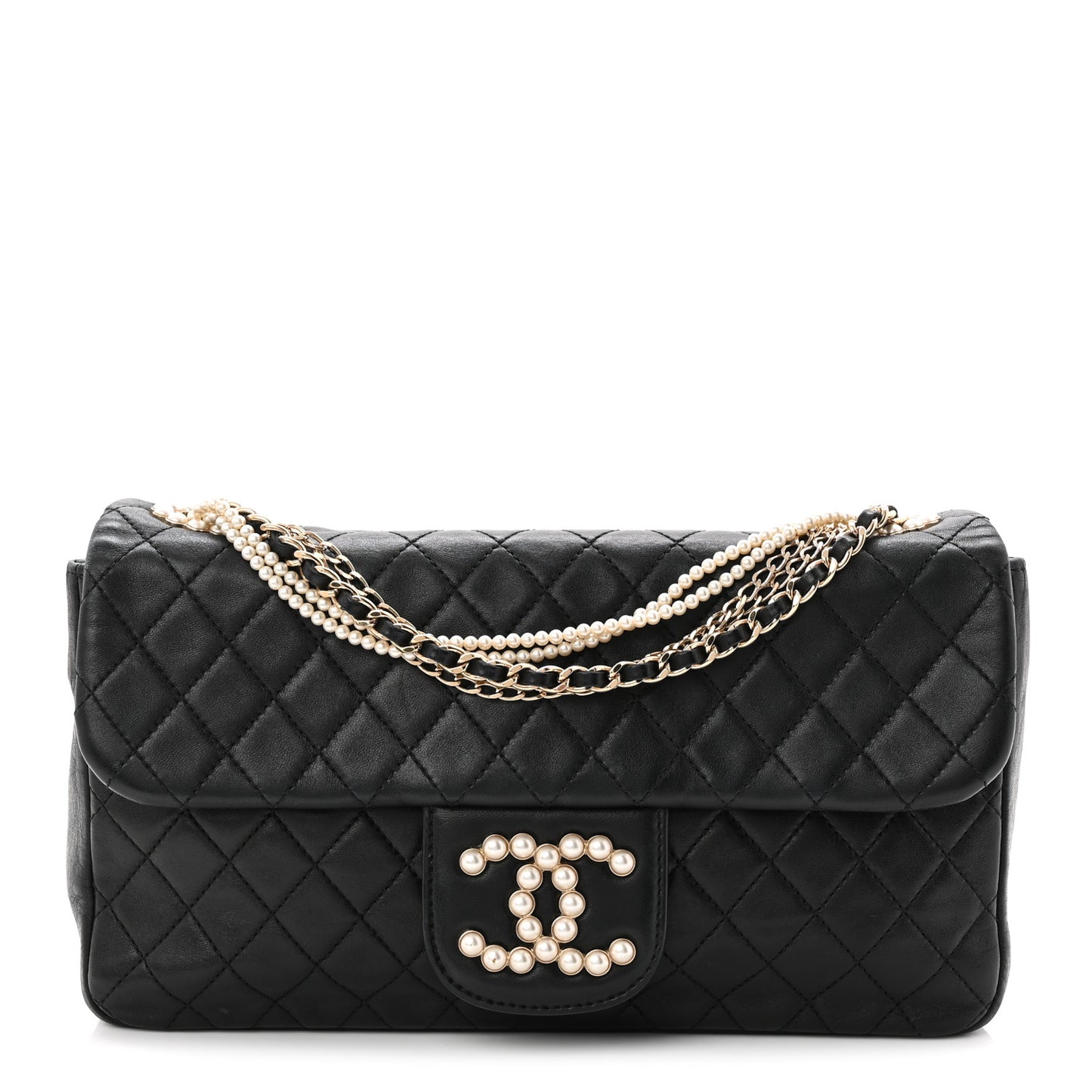Lambskin Medium Westminster Pearl Flap Black