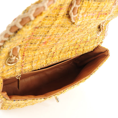 Chanel Metallic Tweed Medium Single Flap Light Yellow 5 of 9