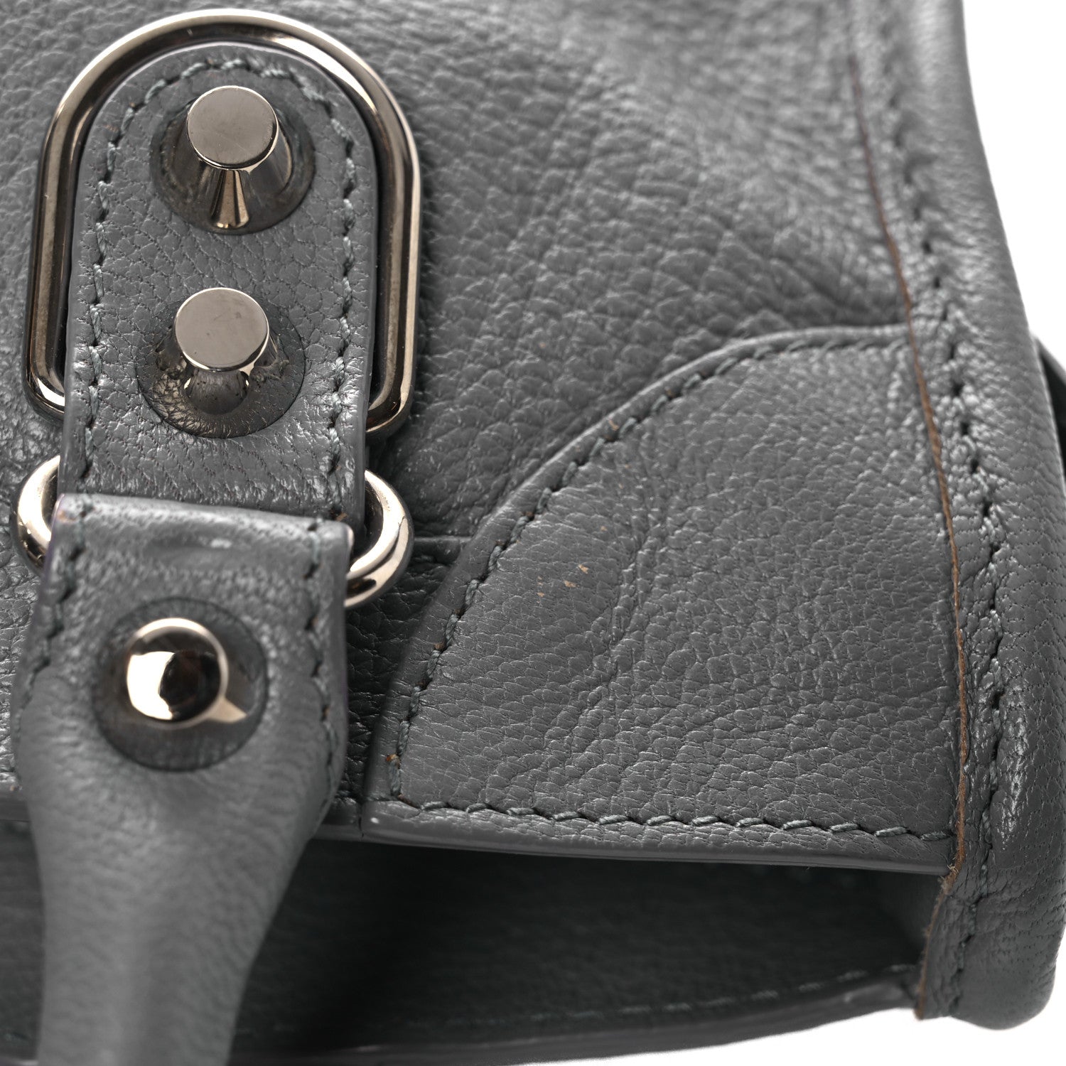 Balenciaga Chevre Silver Metallic Edge Hardware Mini City Bleu Acier 13 of 14