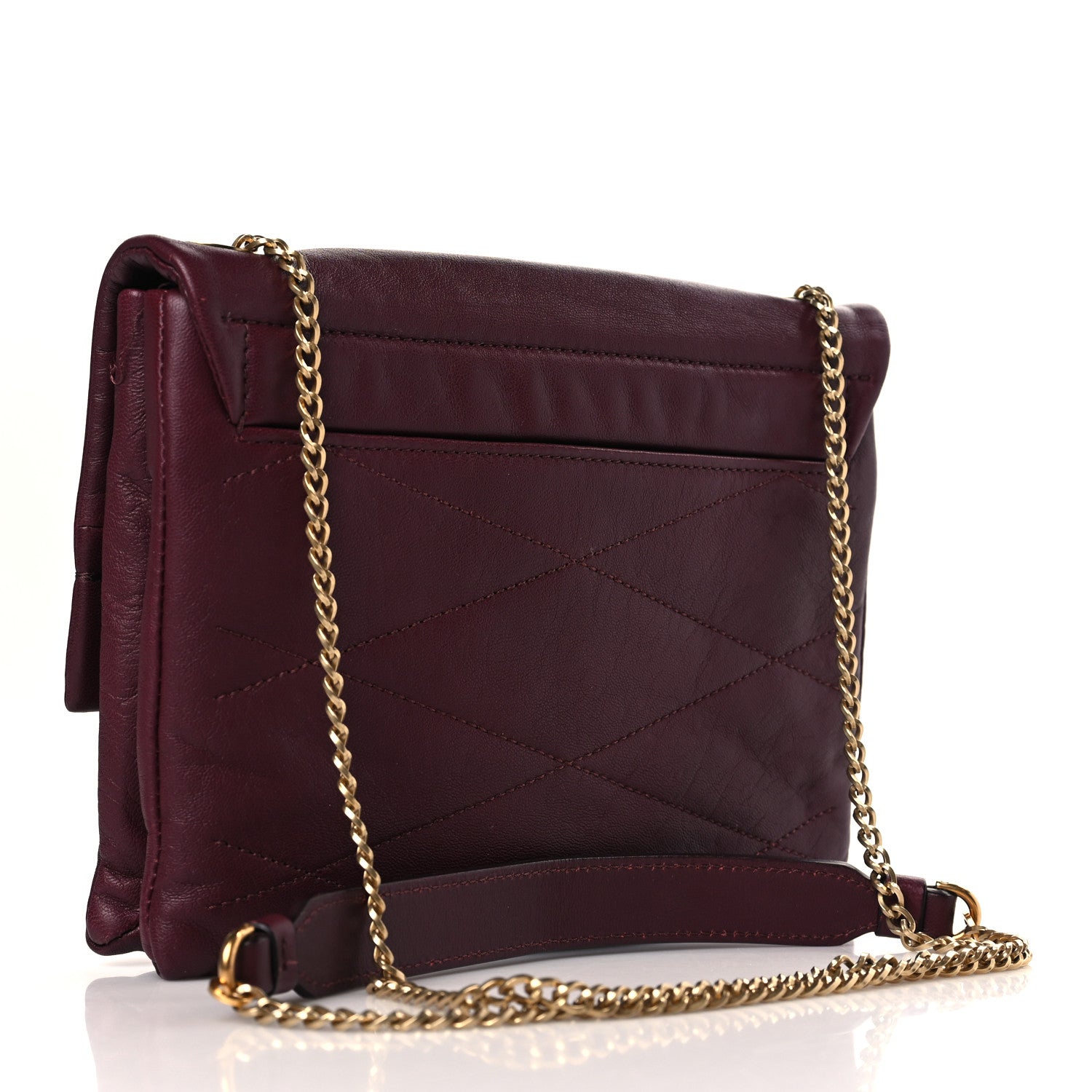 Lanvin Lambskin Quilted Mini Sugar Flap Shoulder Bag Burgundy 3 of 11