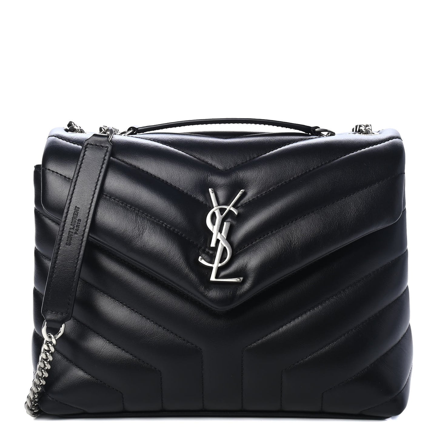 Calfskin Y Quilted Monogram Small Loulou Chain Satchel Black