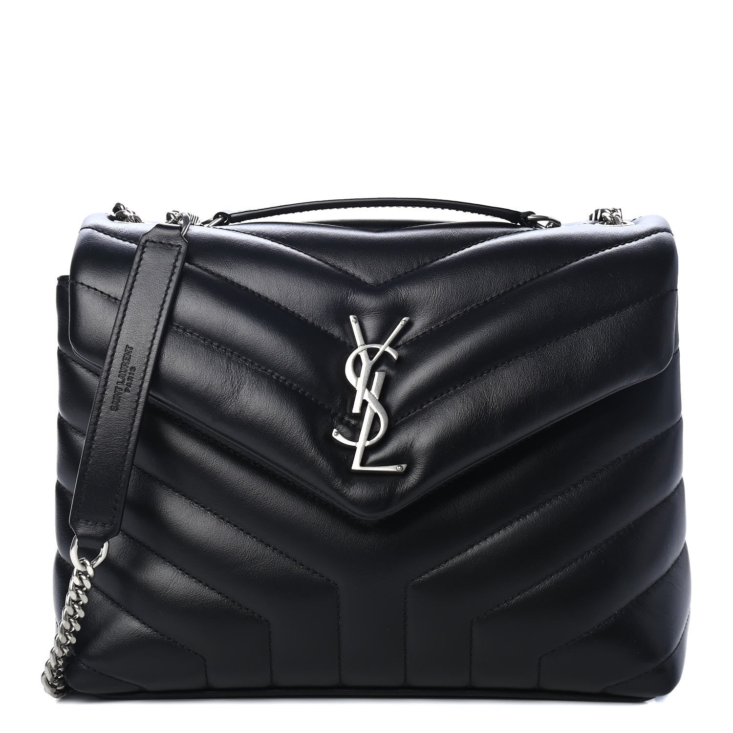 Saint Laurent Calfskin Y Quilted Monogram Small Loulou Chain Satchel Black 1 of 4