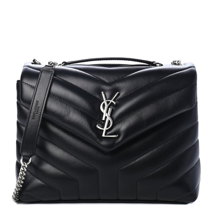 Saint Laurent Calfskin Y Quilted Monogram Small Loulou Chain Satchel Black 1 of 4