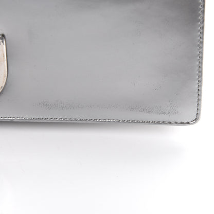 Christian Dior Metallic Patent Micro-Cannage Medium Diorama Flap Bag Silver 6 of 14