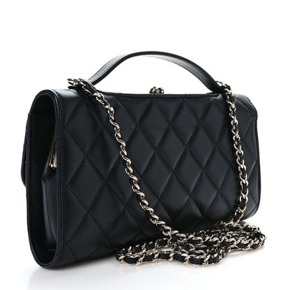 Chanel Shiny Calfskin Quilted Flap Phone Holder With Chain Black 3 of 9