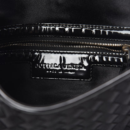 Bottega Veneta Satin Patent Intrecciato Flap Clutch Black 6 of 7