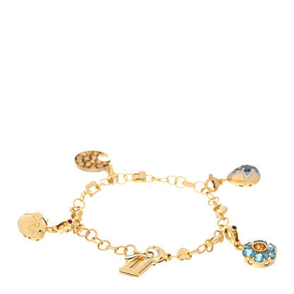 Pasquale Bruni 18K Yellow Gold Diamond Blue Sapphire Blue Topaz Citrine Ruby 5 Charm Bracelet 2 of 3