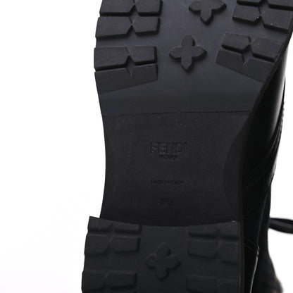 Fendi Calfskin Stretch Fabric Rockoko Biker Boots 38.5 Tobacco Black Marino 6 of 7