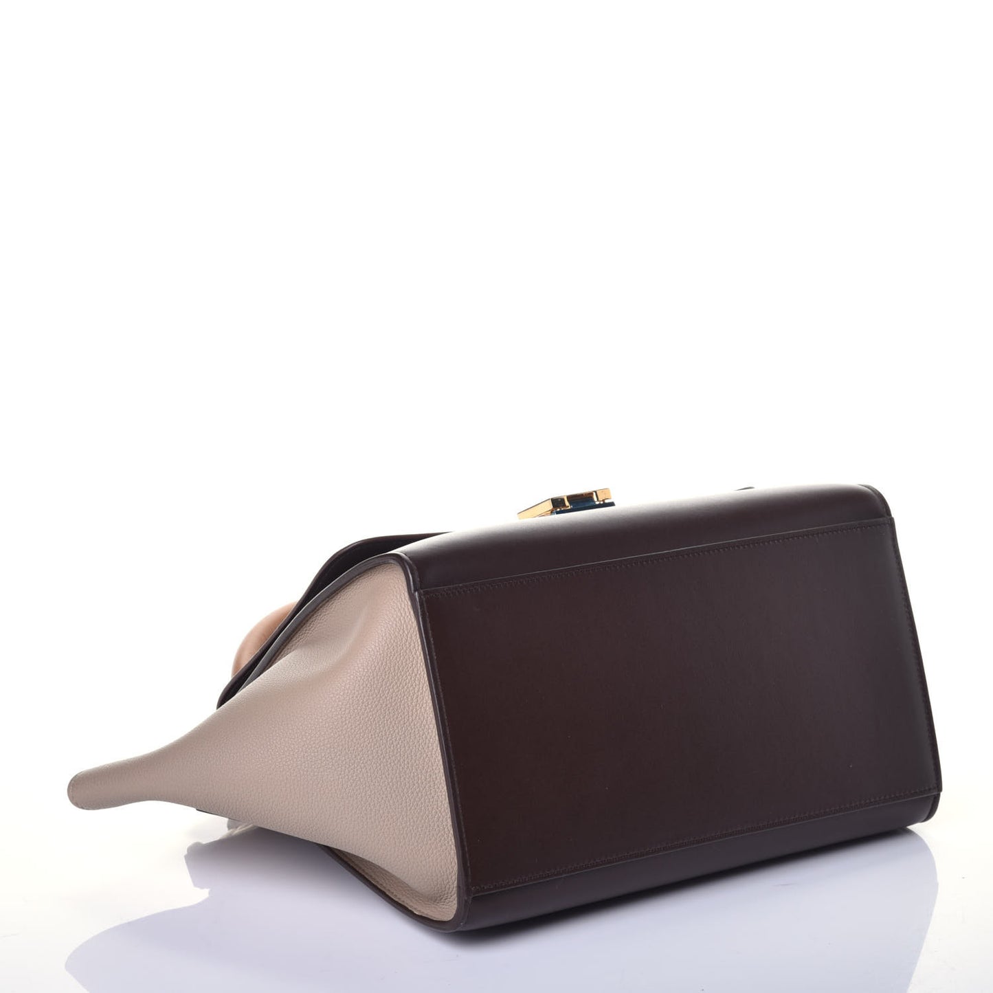 Satin Baby Grained Calfskin Medium Tri-Color Trapeze Tan