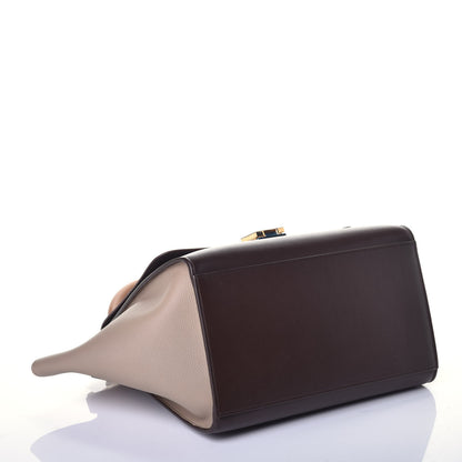 Celine Satin Baby Grained Calfskin Medium Tri-Color Trapeze Tan 5 of 9