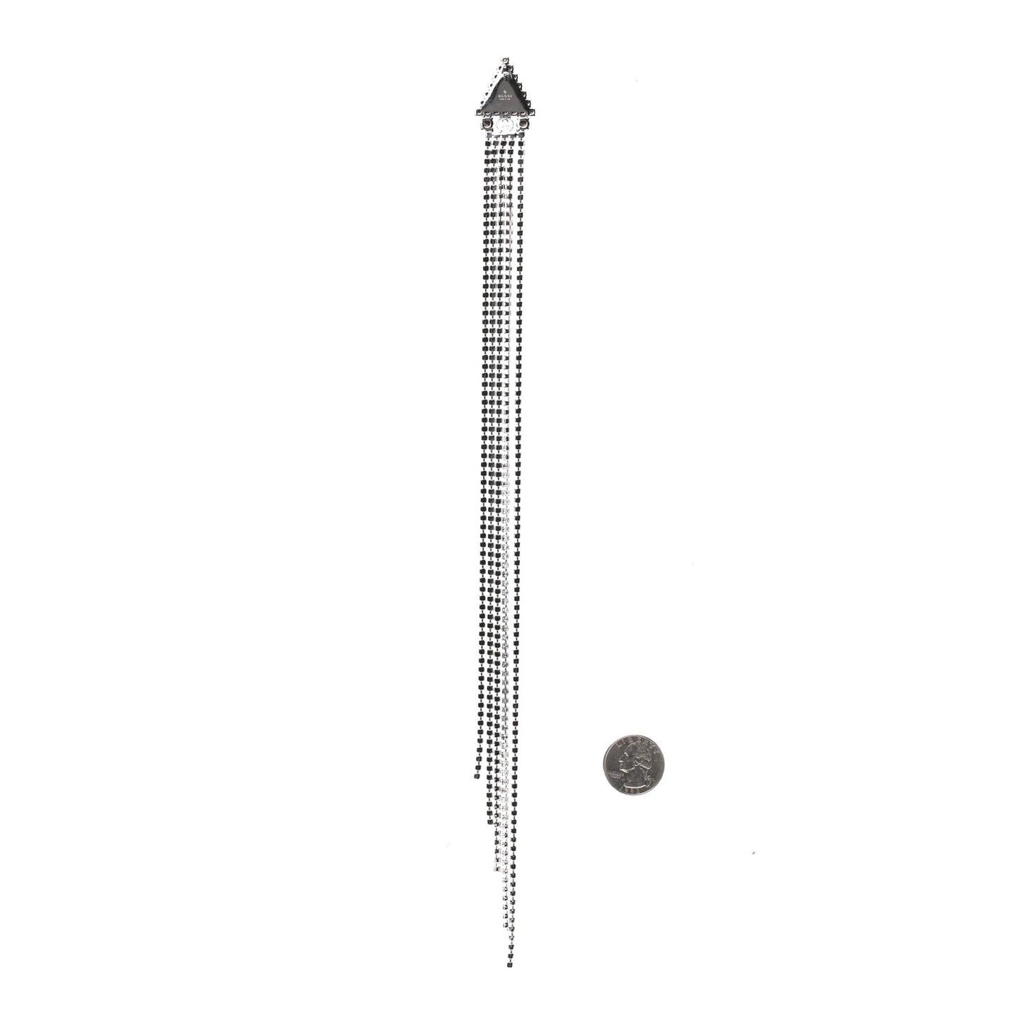 Crystal Triangle Tassel Single Drop Earring