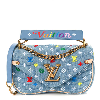 Louis Vuitton Embroidered Monogram Denim New Wave Chain MM 1 of 8