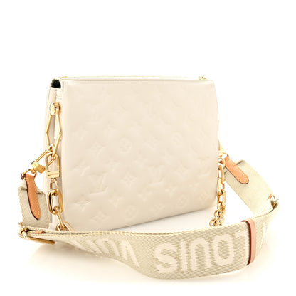Louis Vuitton Lambskin Embossed Monogram Coussin PM Beige Cream 3 of 11