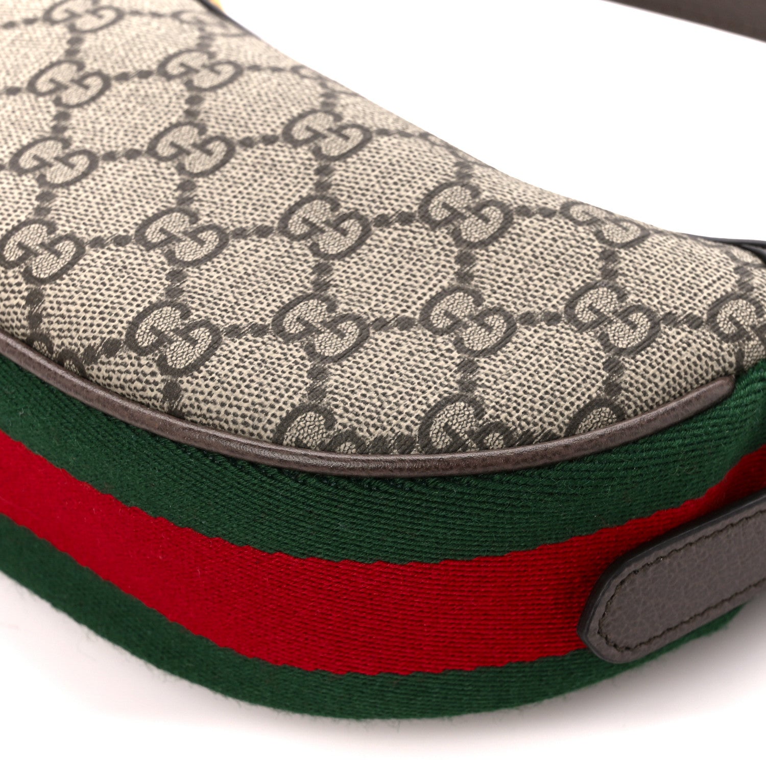 Gucci GG Supreme Monogram Textured Calfskin Web Mini Ophidia Half Moon Hobo Beige Ebony New Acero 10 of 10