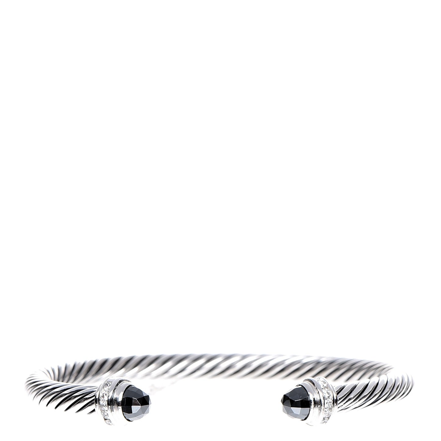 Sterling Silver Diamond Hematine 5mm Cable Classics Bracelet