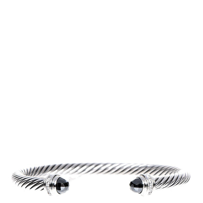 David Yurman Sterling Silver Diamond Hematine 5mm Cable Classics Bracelet 1 of 6