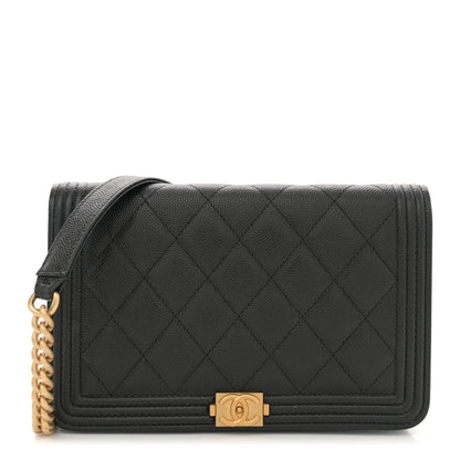 Chanel Caviar Quilted Boy Wallet On Chain WOC Black 1 of 12