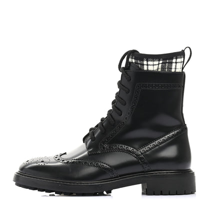 Christian Dior Calfskin Tartan D-Order Low Boot 36.5 Black White 1 of 8