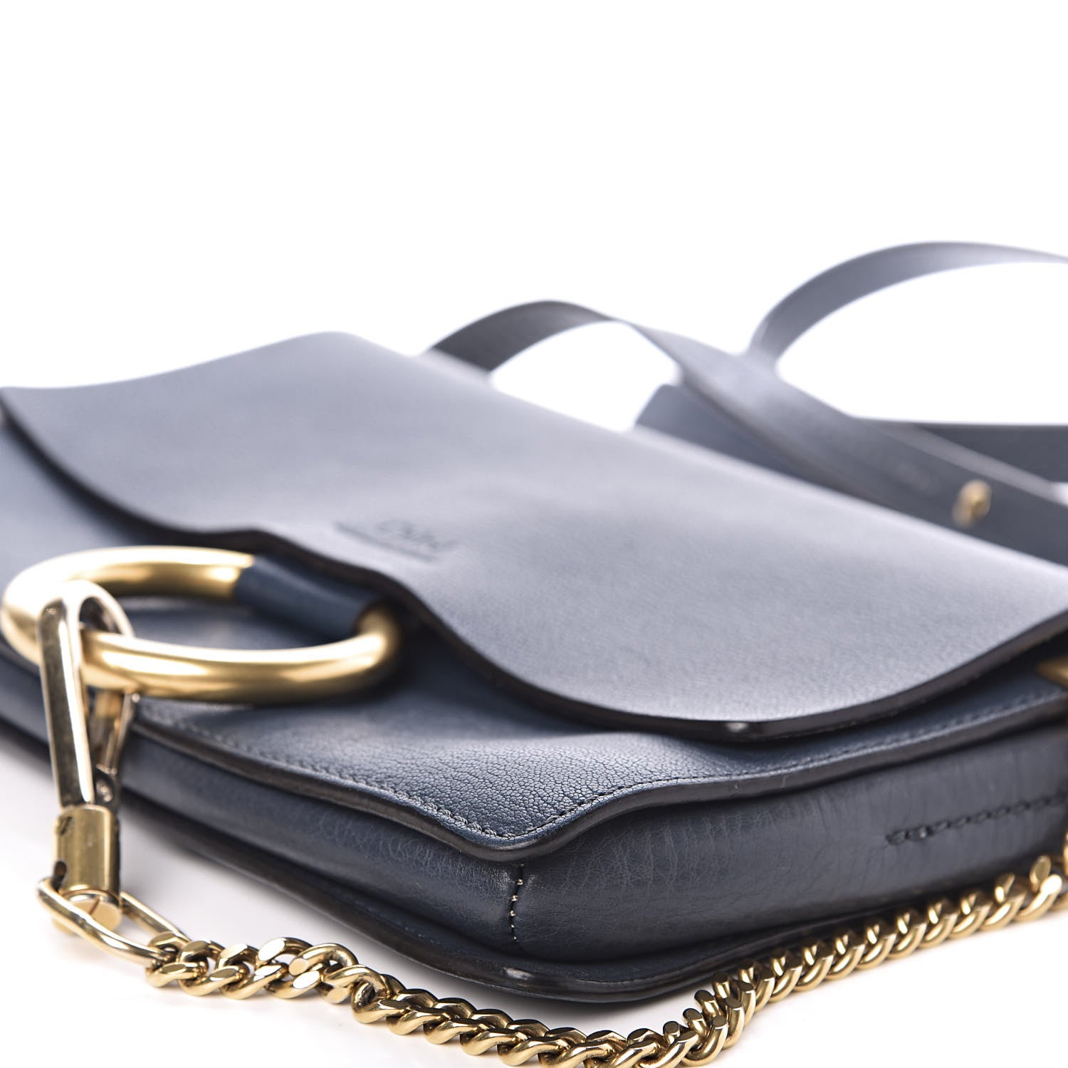 Chloe Goatskin Small Faye Shoulder Bag Denim Blue 8 of 11