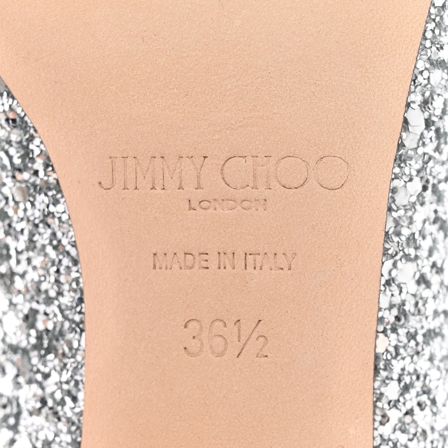Jimmy Choo Coarse Glitter Fabric Pointy Toe Aza Pumps 36.5 Silver 6 of 17